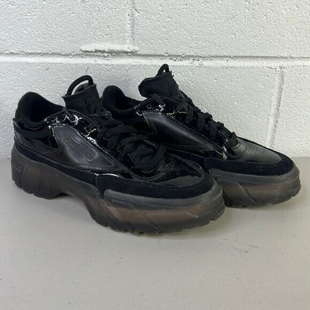 Reebok Platform Athletic Sneakers size 5 Black patent Cardi b shoe CLUB C